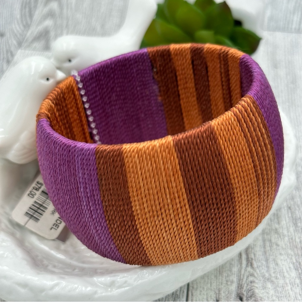 Henri Bendel Sequin Wide Multicolor Thread Wrapped Bangle Bracelet